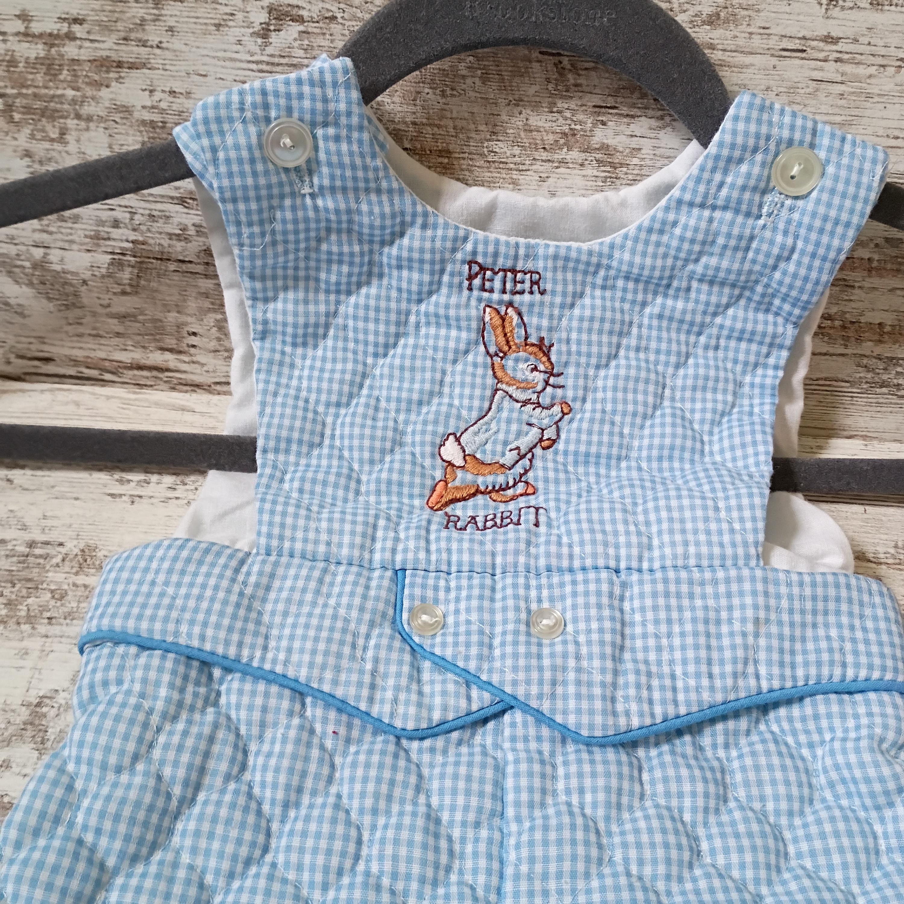 Vintage Quilted Baby Overalls: 1980s Peter Rabbit Size 12M