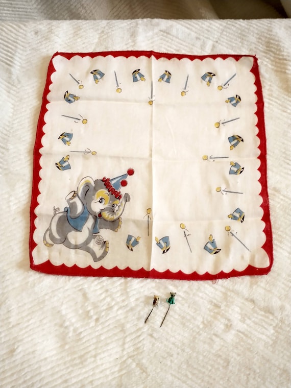 Children's Elephant Handkerchief w/ 2 CUTE Vintag… - image 2