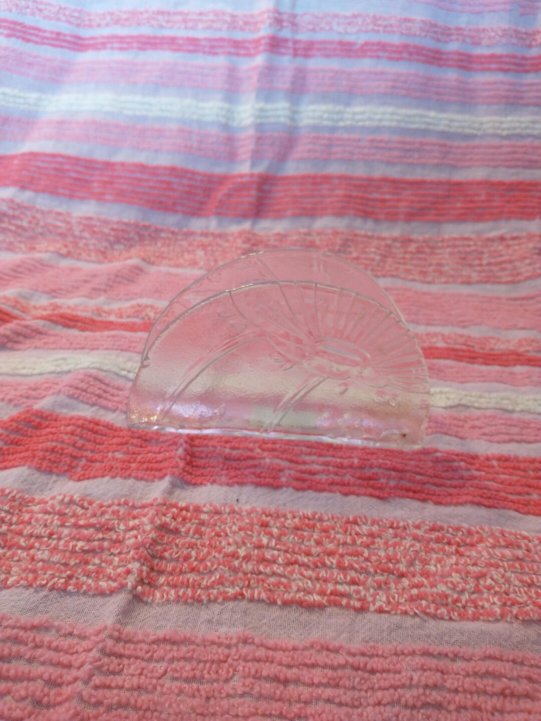 Clear Glass Butterfly Napkin Holder Vintage Glass Napkin Holder Made in