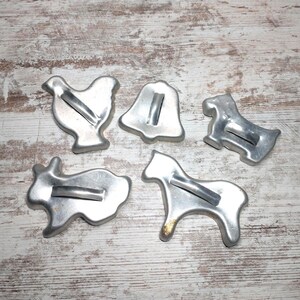 Vintage Metal Cookie Cutters: Christmas Holiday Set of 5