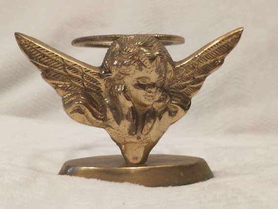 Cast Iron Angel Figurine: Gold Vase Holder, Regencycore Decor
