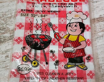 Vintage Vinyl Picnic Tablecloth: New Old Stock BBQ Tablecloth