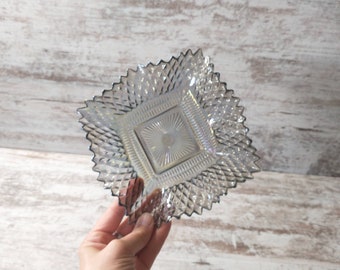 Vintage Indiana Glass Starburst Carnival Glass Candy Dish