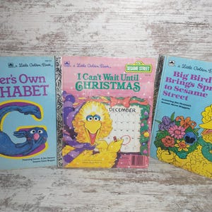 Sesame Street Golden Books Lot of 3 | &quot;Grover&#39;s Own Alphabet&quot;&quot; Big Bird Brings Spring To Sesame Street&quot;&quot;I Can&#39;t Wait Until Christmas&quot;
