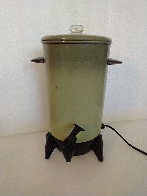 Mirro-matic Percolator Vintage Avocado Green Percolator by Mirro-matic  Vintage 24 C Percolator Rare Large 60s-70s Percolator 