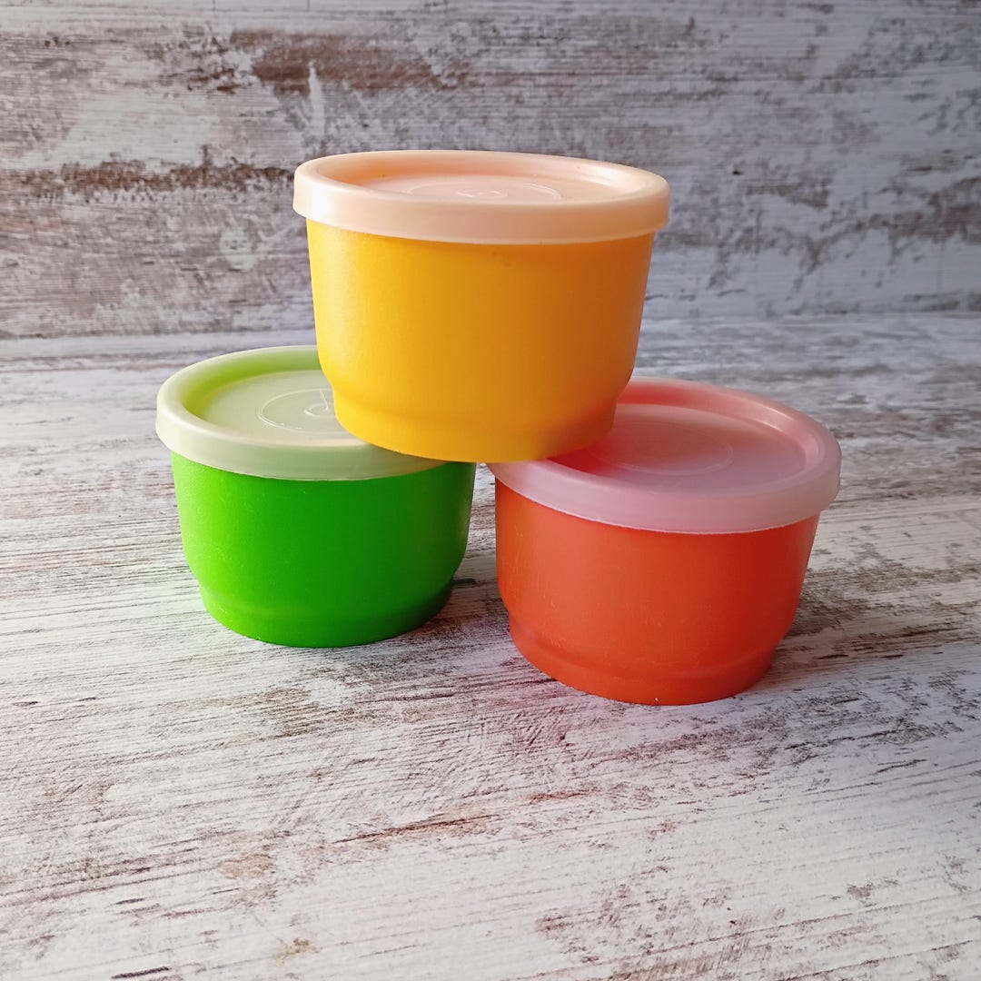Orange, Yellow, Lime Green Tupperware Condiment Containers With Lids ...