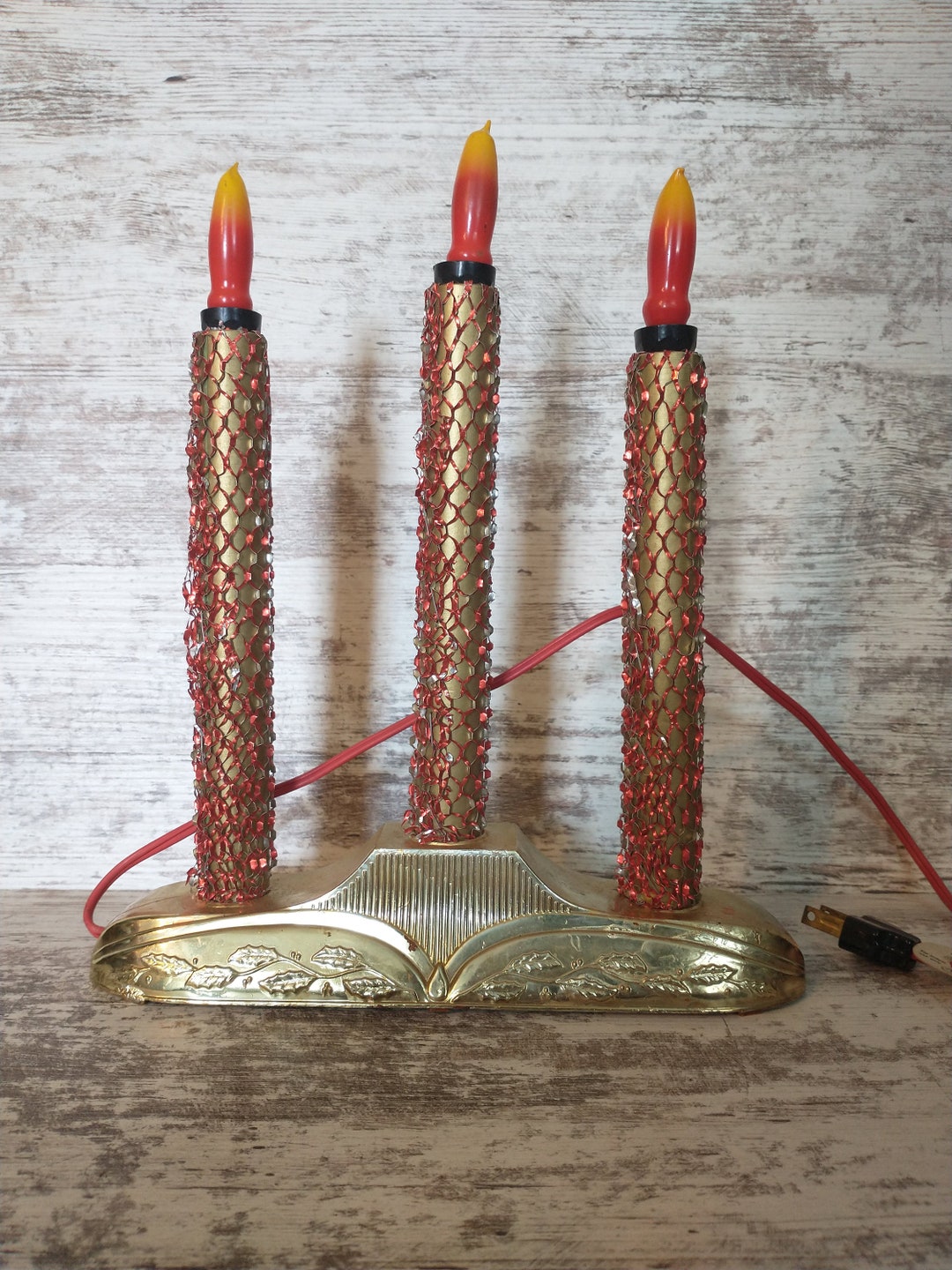 Vintage Candolier Window Candelabra | 3-candle Holiday Lighting | Vtg ...
