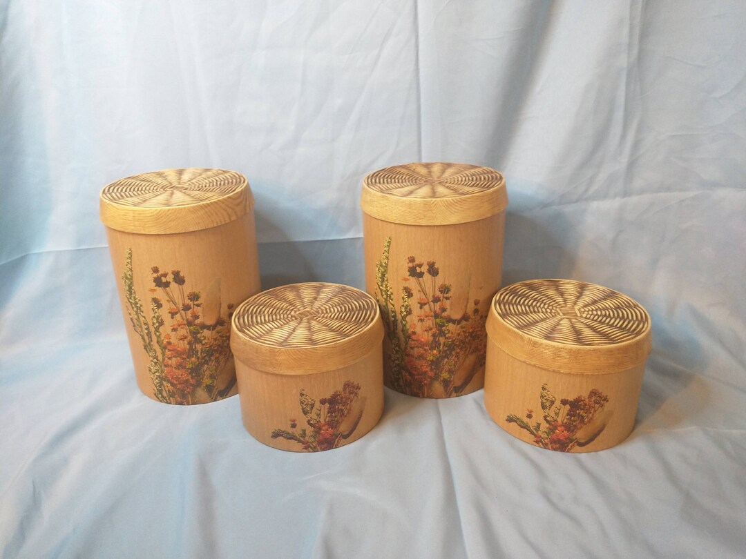 Cheinco Boho Canister Set 4 Piece Vintage Canister Set Vntg Metal ...