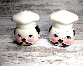 Vintage Chef Salt and Pepper Shakers: Retro Kitchen Decor