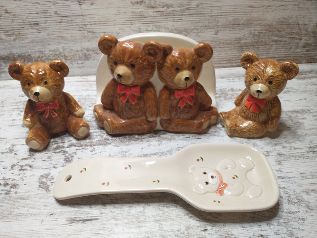 Vintage Otagiri Japan Teddy Bear Kitchen Set Incl Salt and Pepper ...