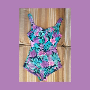 Vintage Maxine of Hollywood One Piece Bathing Suit | Vintage Size 14 One Piece Swim Suit | Floral Size 14 Swim Suit Hollywood Bathing Suit**