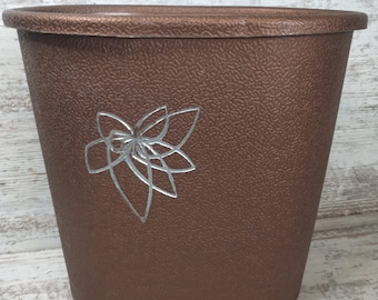 Mid Century Modern Copper Trash Can: Silver Atomic Design