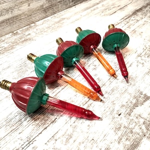 Set of 5 Bubble Light Replacement Bulbs | Vintage Christmas Bubble Light Bulbs Set of 5 - Two Orange, Three Red | Vintage Bubble Light Bulbs