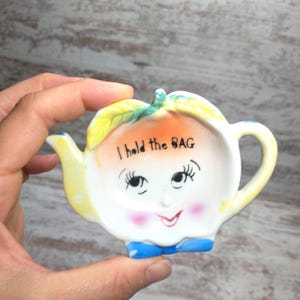 Vintage Anthropomorphic Tea Bag Holder: 1950s Japan Teacup Dish