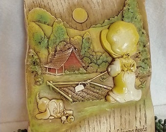 70s Holly Hobby Style Wall Art: Vintage Gardening Decor