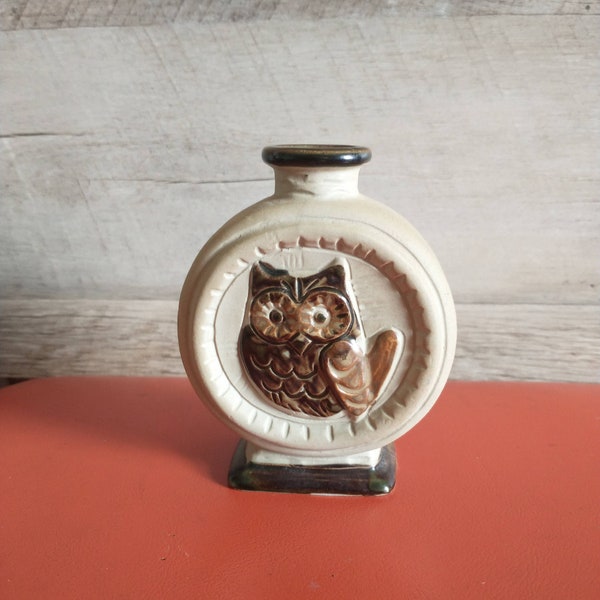 Owl Miniature Bud Vase | Large Vintage Owl Pottery Bud Vase | Vintage Fall Decor | Vintage Owl Decor | Boho CottageCore Bud Vase***