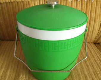 Groovy Lime Green Ice Bucket | Vintage Ice Bucket in Lime Green | Vintage Bar Cart  1960 Mod Ice Bucket | Vintage Green Ice Bucket***