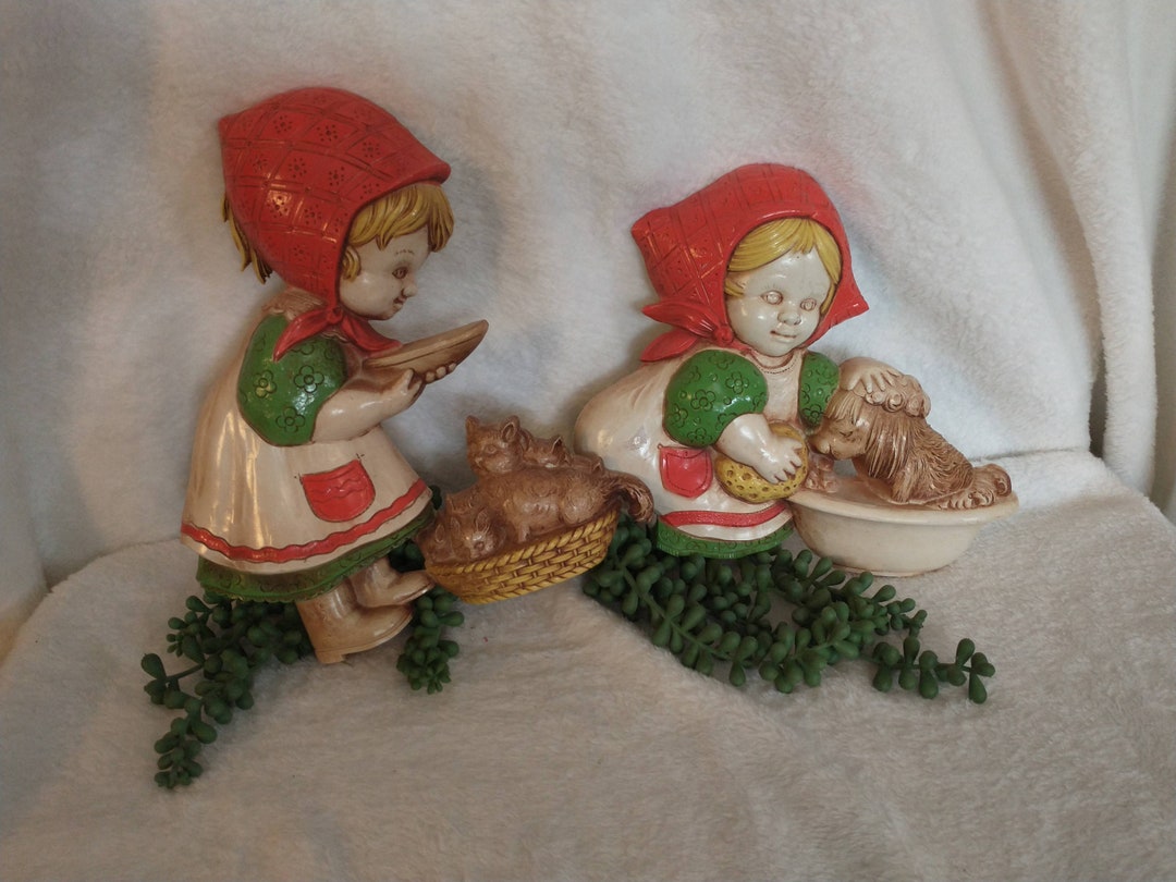 Farm Homco Plastic Wall Decor Vintage Homco Farm Girl Wall Hanging