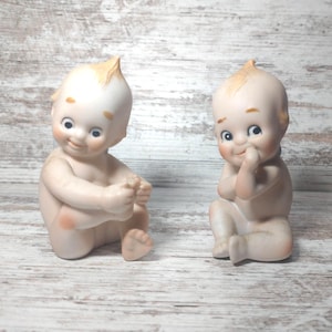 Vintage 1980s Kewpie Ceramic Figurines – Adorable Baby Dolls, Retro Nursery Decor, Collectible Gift Set, Kewpie Collector Gift, Kewpie Lover