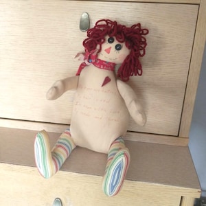 Vintage 90s Handmade Raggedy Ann Doll with Poem