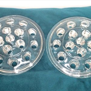 Clear Floral Frogs | Vintage Glass Floral Frogs | Clear Gold Glass Flower Frogs for Flower Arranging | Flower Arranging Tools Set of 2