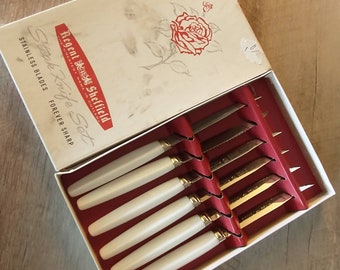 MCM Regent Sheffield Stainless Steel Japan Kitchen Knives Set | Vintage Knife Set w/ Block | Box Set of Vintage Knives RARE SET****
