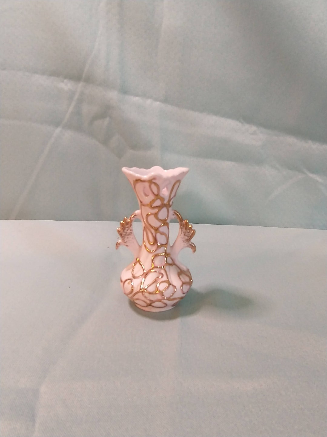 Pink and Gold Lefton Vase Pink Floral Vase by Lefton Gold and Pink