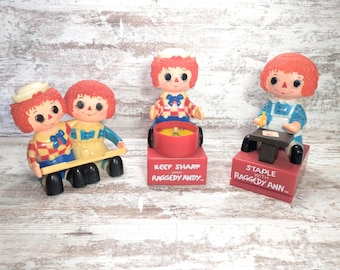 Vintage 1970s Raggedy Ann & Andy Desk Set: Bobbs-Merrill Office Decor