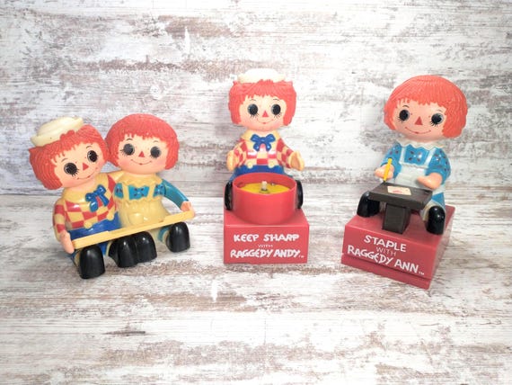 Vintage 1970s Raggedy Ann & Andy Desk Set: Bobbs-merrill Office