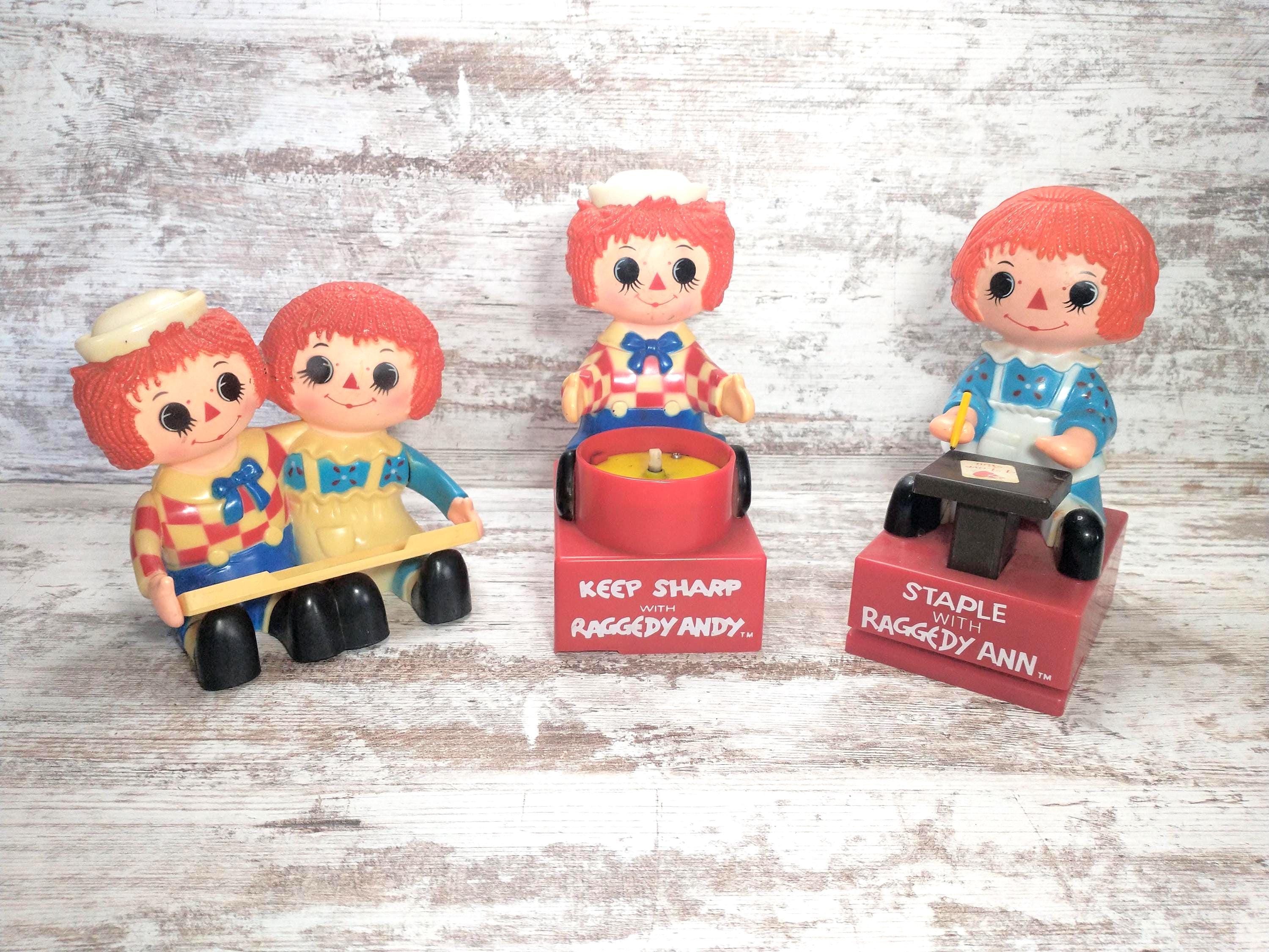 Vintage 1970s Raggedy Ann & Andy Desk Set – Stapler, Pencil