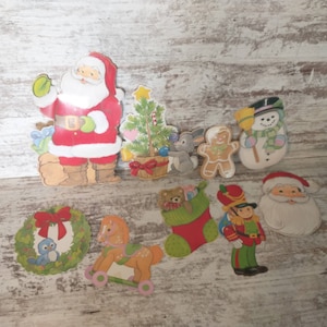 Lot of Christmas Cutouts | Retro Christmas Cutouts | Vintage Christmas Decor | 1980s Winter/Christmas Decor | Vtg Santa Claus Cardboard