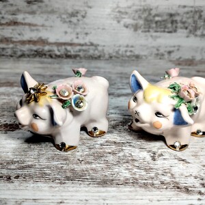 Vintage Floral Pig Salt and Pepper Shaker Set | Vintage Collectible Salt & Pepper Set | Pig Salt Shaker | Pig Pepper Shaker | Made in Japan