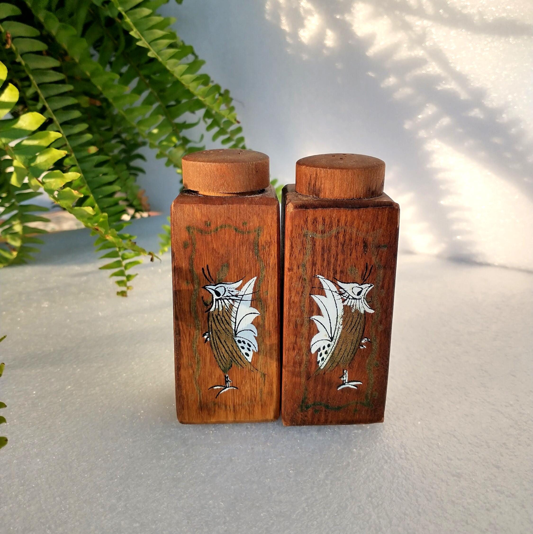Wooden Salt and Pepper Shakers | Vintage Wooden Pepper and