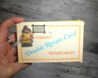 Vintage Recipe Cards: 70s Retro Graphics, Double Sided - Set of 29