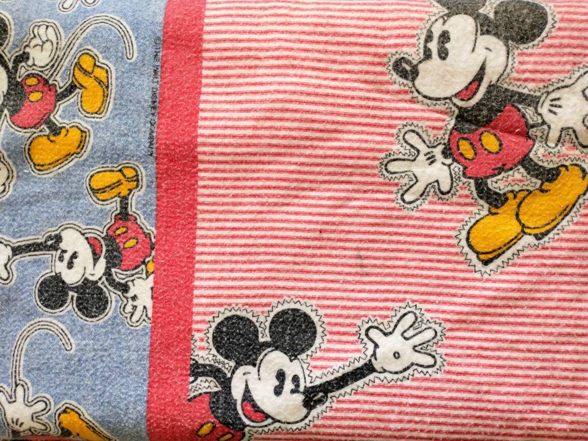Walt Disney Mickey Mouse Blanket Retro Mickey Mouse Blanket Throw Vintage Mickey Mouse Walt Disney Blanket W Serged Edge Etsy