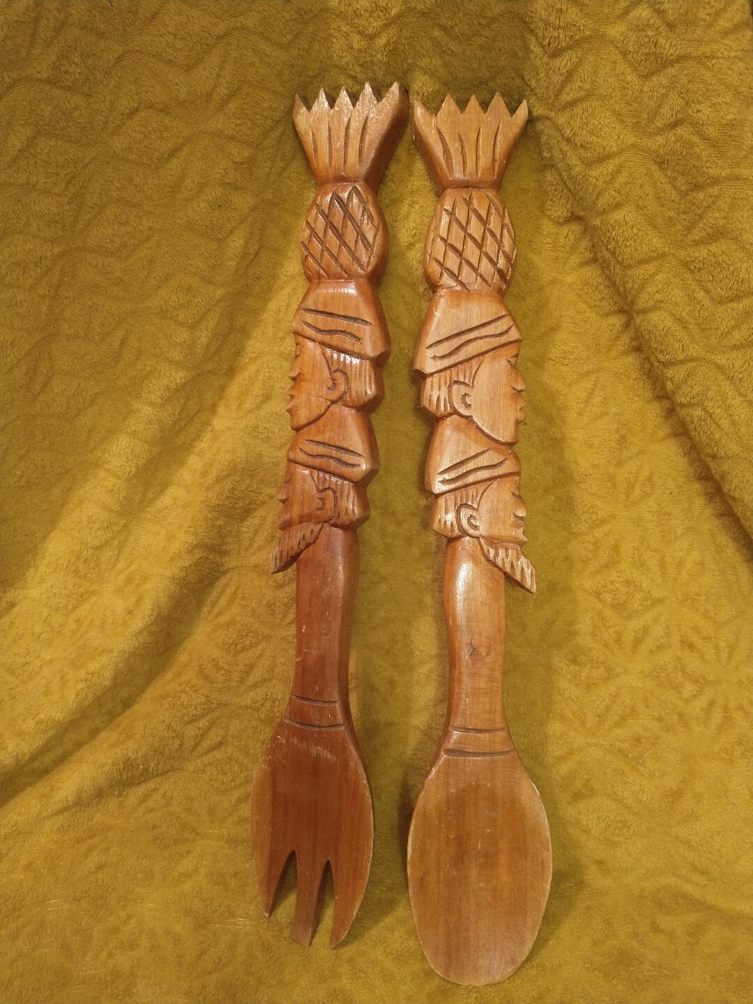 Wicker Rocking Spoon Vintage Tiki Decor: Giant Wooden Spoon and Fork Wall Art - Etsy