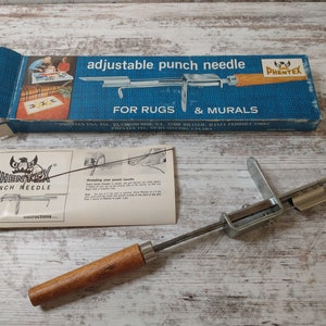 1970s New Old Stock Latch Hook Tool | Adjustable Punch Needle | Vintage Punch Needle with Original Box and Instructions | Latch Hook Needle