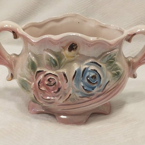 Iridescent Pink/Blue Glazed Double Handled Vase | Victorian Double Handled Pottery Vase | RegencyCore Austin-Inspired Decor