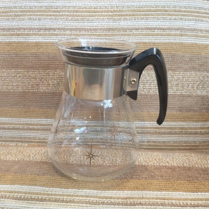 Vintage Starburst Carafe: MCM Atomic Black & Gold Pitcher