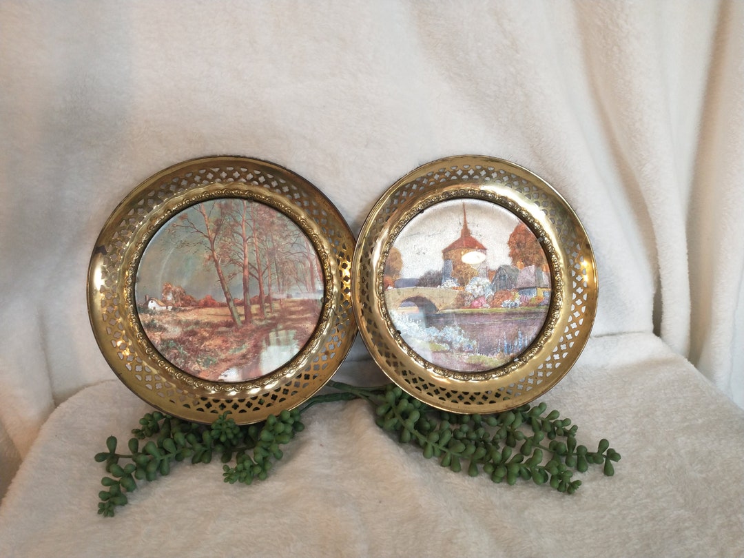 Foil Etchings Framed in Gold Metal Plate Frames Foil Etching Art Piece