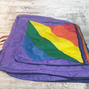 1980s Rainbow Garment Bag: Vintage Flat-Fold Travel Carrier