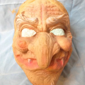 Cesar Latex Halloween Mask | Vintage '76 Cesar Halloween Mask of Old Man w/ Warts & Hair | Vintage Halloween Latex Mask by Cesar Marked '76*