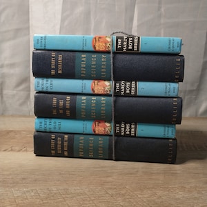 Antique Book Stack Decor | Vintage Navy and Blue Stack of Books | Decorative Books By Color | Real Vintage Books | Vntg Hardy Boys 1-3