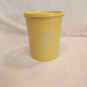 Yellow Tupperware Container with Lid | Vintage Tupperware Container w/ Lid Groovy Yellow | 1970s Yellow Tupperware Canister w/ Lid
