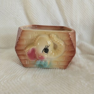 Vintage Ceramic Elephant Baby Planter: Mid-Century Kitsch Decor
