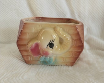 Elephant Baby Planter | Retro Baby Planter | Vintage Elephant Ceramic | Kitschy Baby Planter | Old Baby Planter | Vtg Succulent Planter***