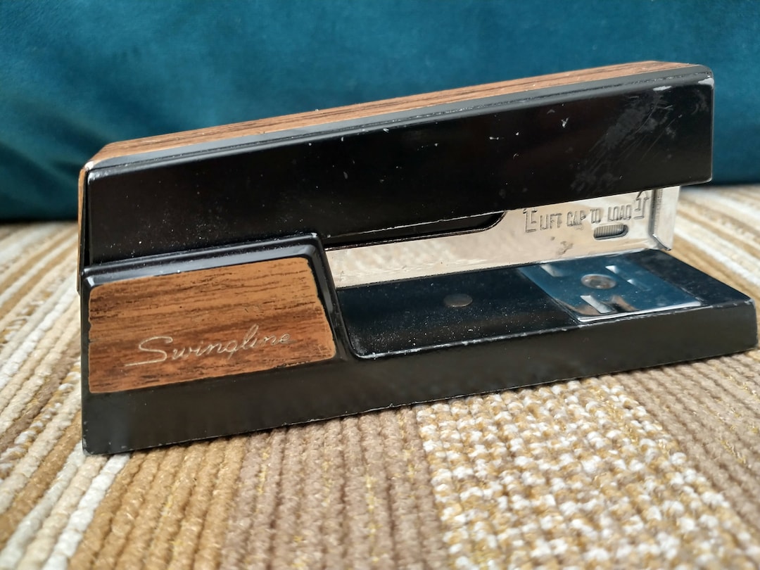 Walnut Swingline Stapler Vintage Desk Stapler With Faux Wood Etsy