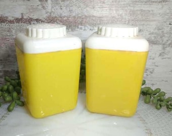 Vintage Yellow Plastic Salt & Pepper Shakers: 1950s Kitchen Decor