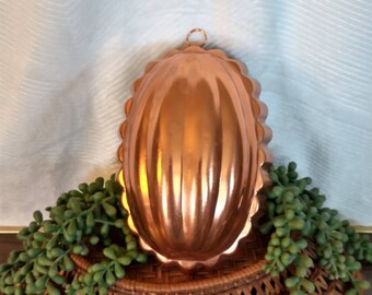 Vintage Oval Copper Jello Mold: 70s Wall Decor