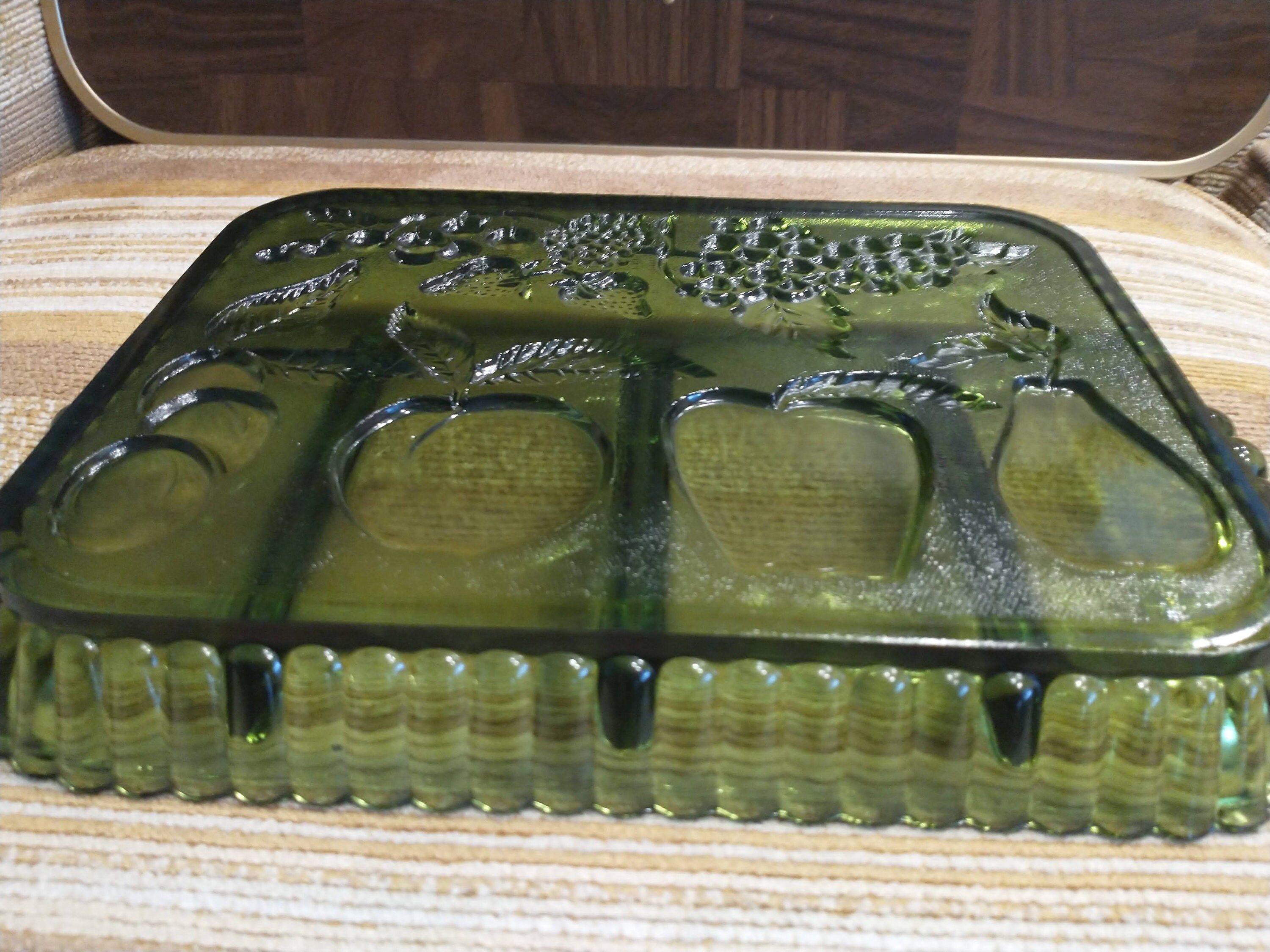 Green Glass Relish Tray: Vintage Divided Appetizer Serving Dish - Etsy
